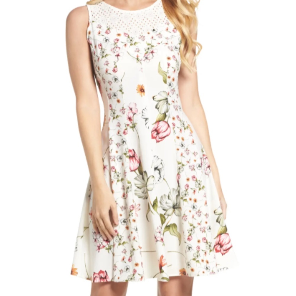 Gabby Skye ivory/floral dress, like new, size 10